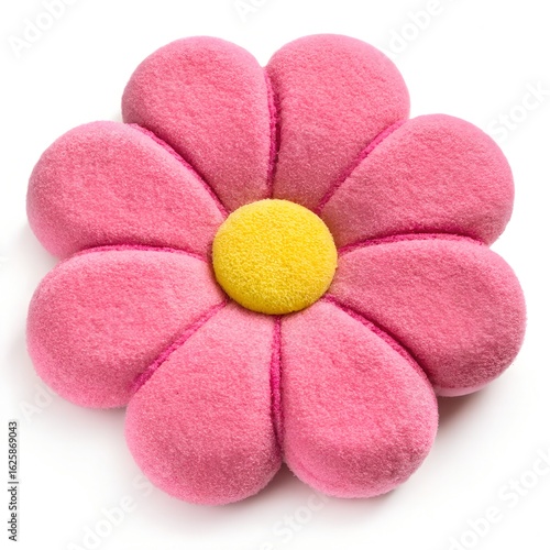 Cute Pink Plush Flower Toy with Yellow Center
