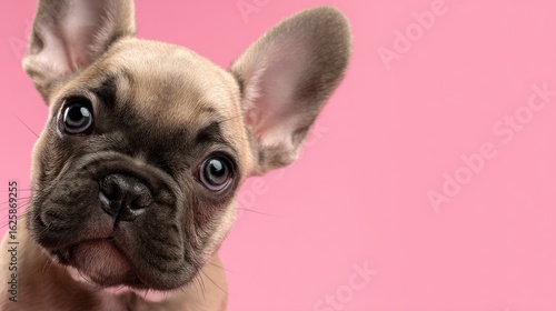 Wallpaper Mural Closeup puppy face against pink background Torontodigital.ca