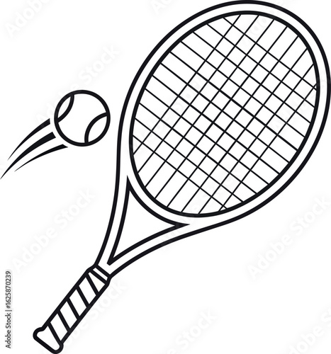 black and white tennis racket and ball clip art preview