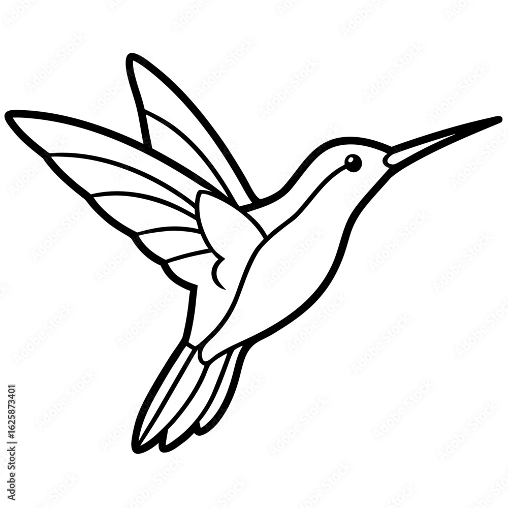 Fototapeta premium Hummingbird Silhouette Vector Outline