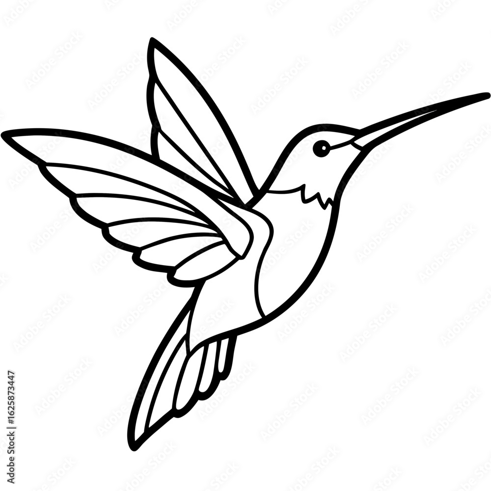 Fototapeta premium Hummingbird Silhouette Vector Outline