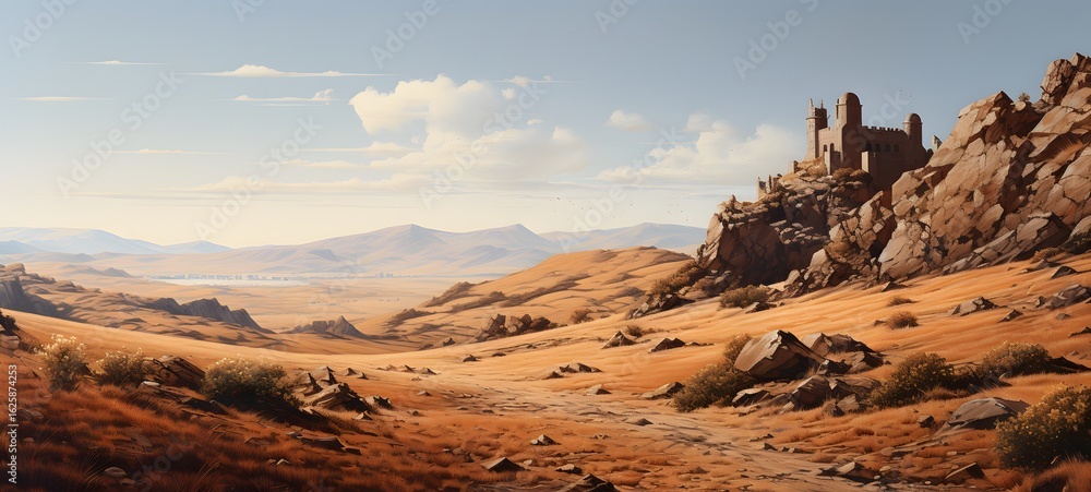 Fototapeta premium A haunted gothic desert perched on a wind-swept hill,generative AI