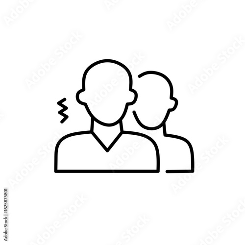 Two people line icon, human figures outline symbol, teamwork concept illustration, minimal flat design, black and white avatar profile icon isolated on white background