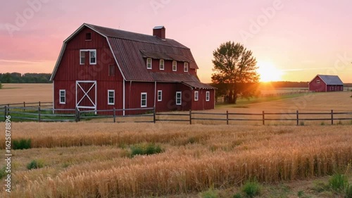 red barn in the field