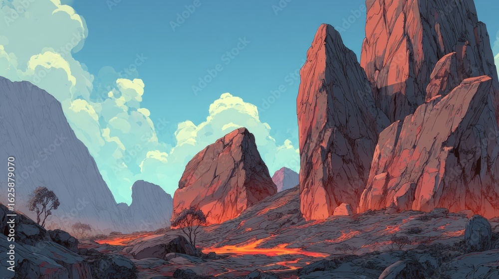 Naklejka premium Colorful volcanic mountain landscape