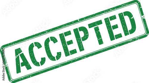 Green stamp with the word accepted in bold letters isolated on transparent background