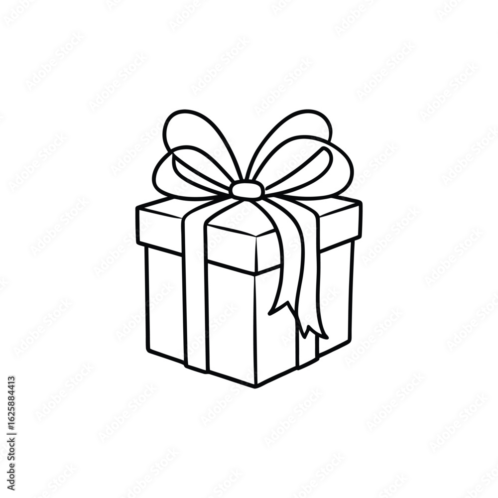 Fototapeta premium GIft box line art, gift box line drawing, Birthday gift box