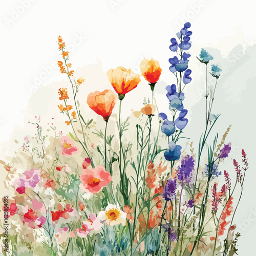 Wallpaper Mural Wildflowers Watercolor Painting Digital Art Torontodigital.ca
