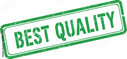 Green distressed rubber stamp with the words best quality printed in bold white lettering isolated on transparent background