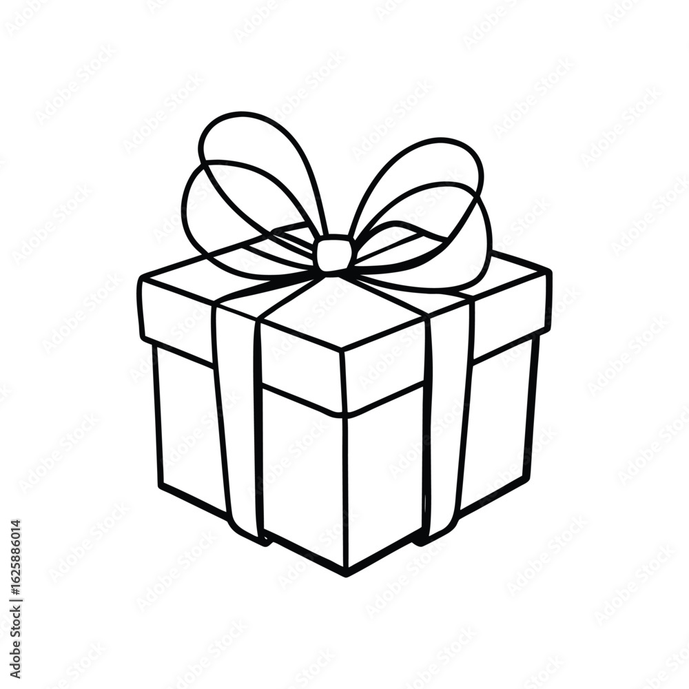 Obraz premium GIft box line art, gift box line drawing, Birthday gift box