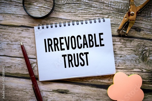 Fotografie IRREVOCABLE TRUST written on a notebook