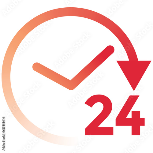 24h per week vector design, gradient red color