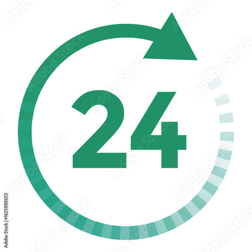 24h per week vector design, gradient green color