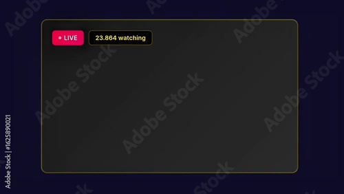 Live streaming placeholder screen with dark interface on purple background. Perfect template for streamers, content creators, and broadcasting platforms during setup or breaks.