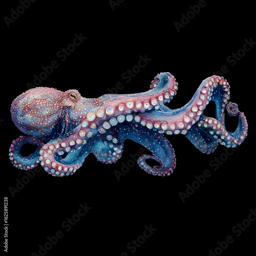octopus on black background
