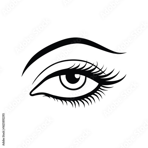 fashionable eyes makeup line art on white backgroud