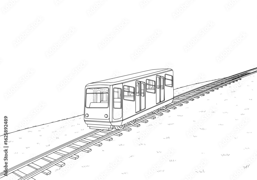 Obraz premium Modern subway train travels on tracks, urban transit concept, sleek design, smooth journey