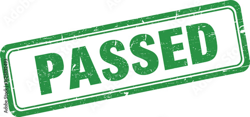 Green rubber stamp impression with the word passed in bold letters isolated on transparent background