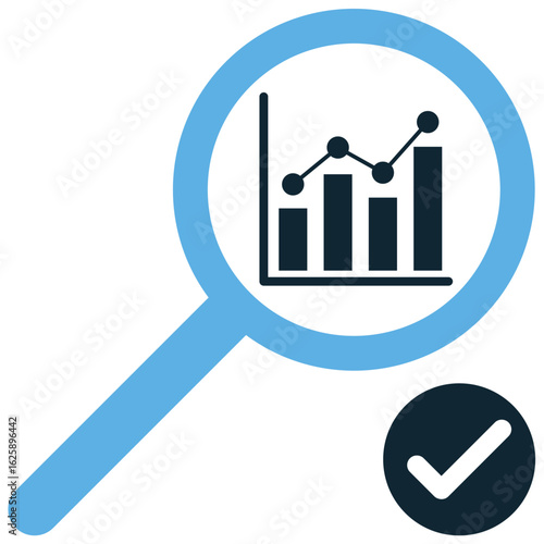 Confirmatory data analytics icon vector for testing hypotheses and validating results. Perfect for illustrating statistical analysis, research, and scientific verification.
