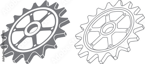 Two Grey Bicycle Sprockets Isolated gear bike