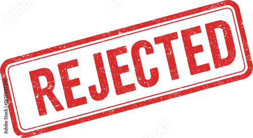 Red rejected stamp with grunge texture showing disapproval or denial isolated on transparent background