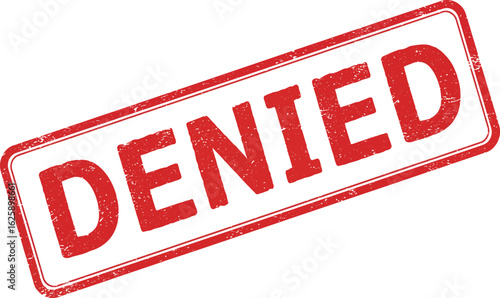 Red stamp with the word denied in bold letters and a distressed texture isolated on transparent background