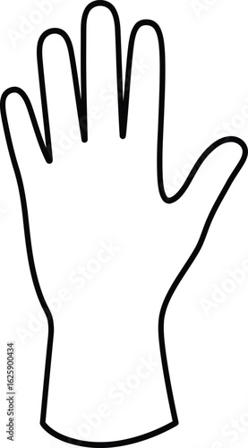 Simple outline drawing of a single hand wearing a long glove isolated on transparent background