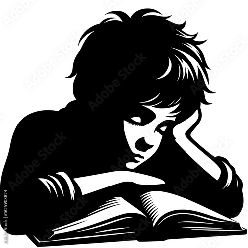 Boy Asleep on Open Book
