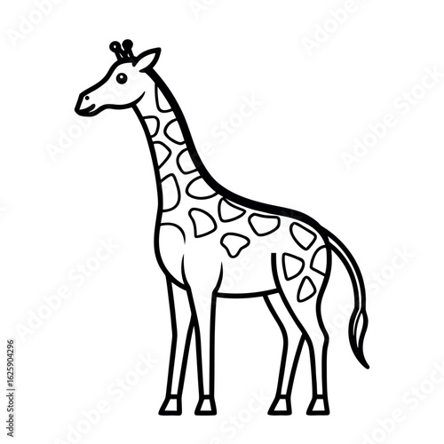 Simple black and white  giraffe line art 