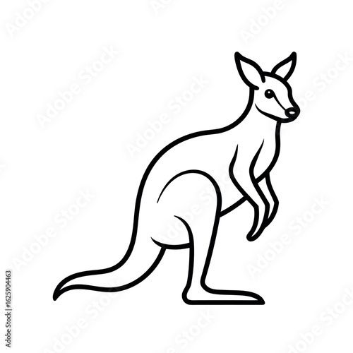 black and white line art vector of a kangaroo