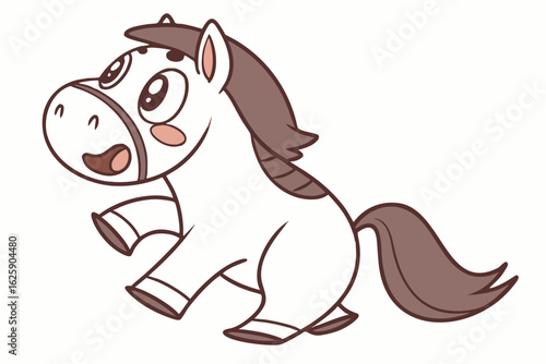 Cute cartoon tikbalang, Philippine folklore creature, vector style, horse-like with humanoid features, simplified