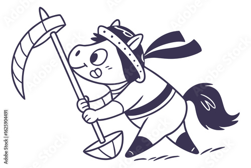 Cute cartoon tikbalang, Philippine folklore creature, vector style, horse-like with humanoid features, simplified