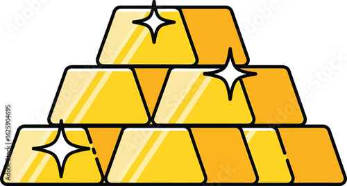 Stack of gleaming gold bars representing wealth, success, and financial prosperity.
