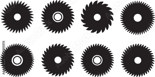 Collection of eight circular saw blades with sharp teeth