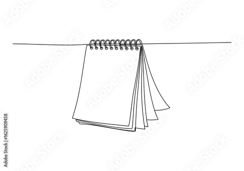 Hand Drawn Spiral Notebook Continuous Line Art Illustration
