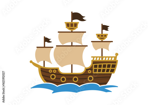 Pirate ship Vector Illustration, Pirate ship Icon