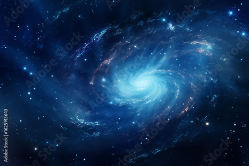 Blue spiral galaxy in dark space