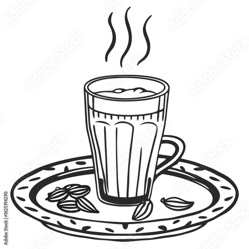  UAE Saffron Karak Chai in Glass Mug Adobe Illustrator Artwork