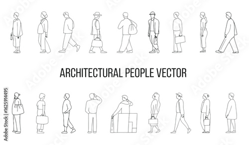 Collection of Simplified Architectural People Silhouettes for Design Projects	