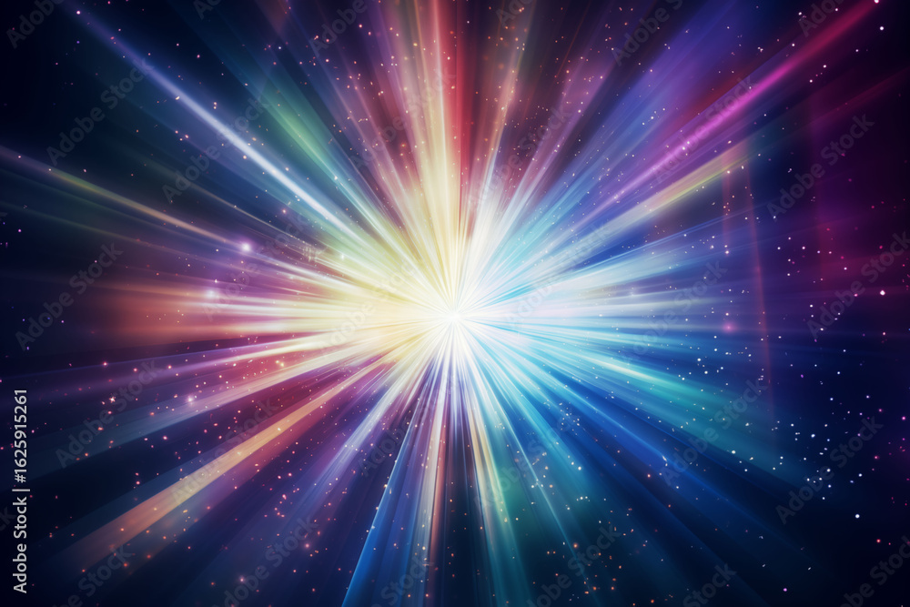Naklejka premium Explosion light with rainbow prism sparkle effect