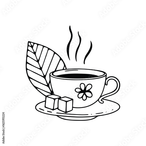 Cuban Té de Manzanilla in Porcelain Cup Adobe Illustrator Artwork
