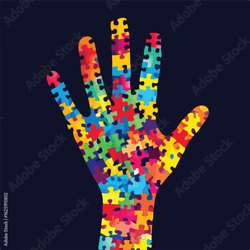 Autism awareness hand banner design