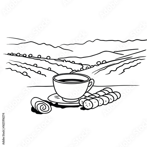 Georgian Black Tea with Churchkhela Adobe Illustrator Artwork