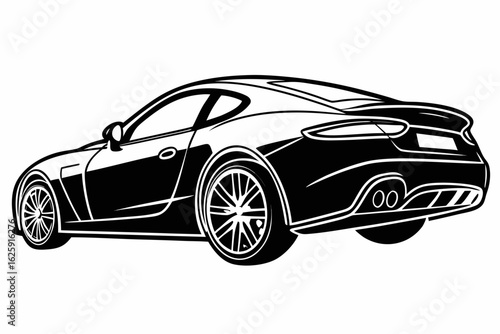 Sleek Car Silhouette: A refined, graphic rendering of a sports car with elegant lines, showcasing its stylish design.
