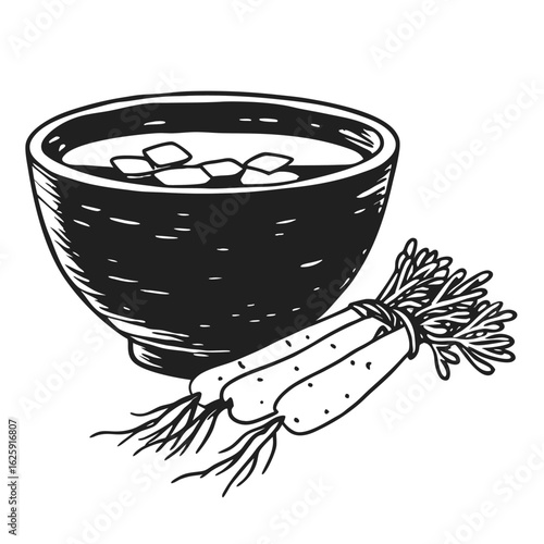 Korean Ssanghwa-cha in Black Clay Cup Adobe Illustrator Artwork