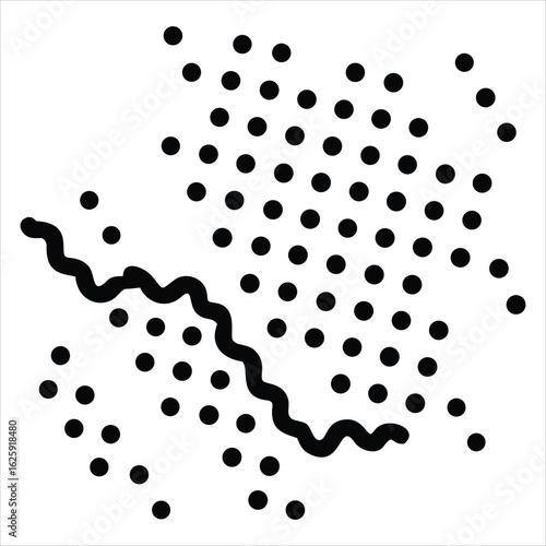 Abstract representation of a network or data structure with a wavy line disrupting the pattern creating a sense of chaos or change within an organized system