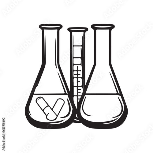ector illustration of a laboratory measuring beaker, designed in a clean and simple cartoon style