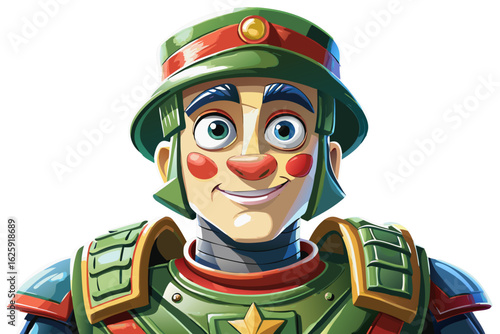 traditional toy soldier figure isolated against a sky background. nostalgic childhood themes, military playsets, vintage toys, and holiday decoration visuals
