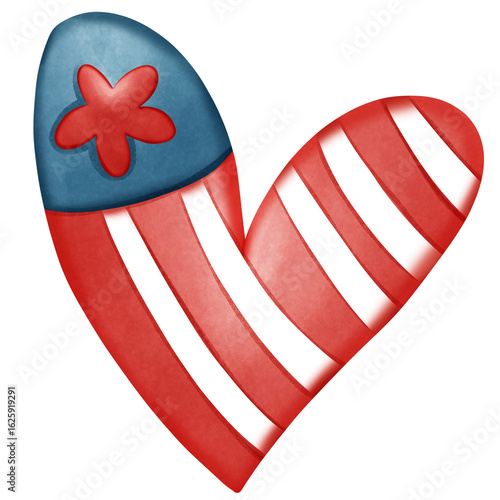 Patriotic heart with blue flower top design