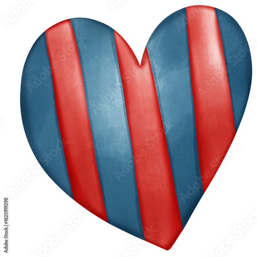 Patriotic Candy Heart with Diagonal Stripes